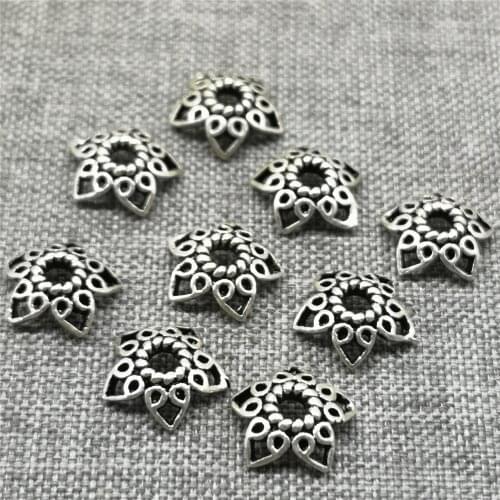 15 Pieces 925 Sterling Silver Flower Bead Caps 9mm for Bracelet Spacer