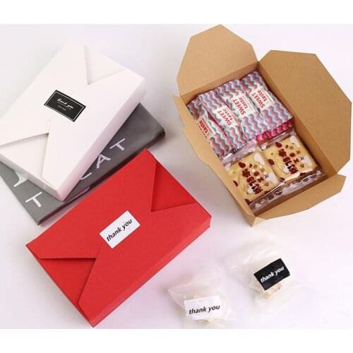 20pcs- 19.5*12.5*4cm Kraft Paper Box Black White Red Cake Cookie Candy Boxes for Birthday Wedding Party Gift Packaging