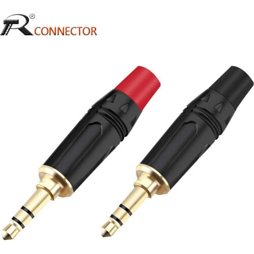 2pcs Smooth Black 3pole 3.5mm Jack Wire Connector audio video plug stereo Earphone Connector