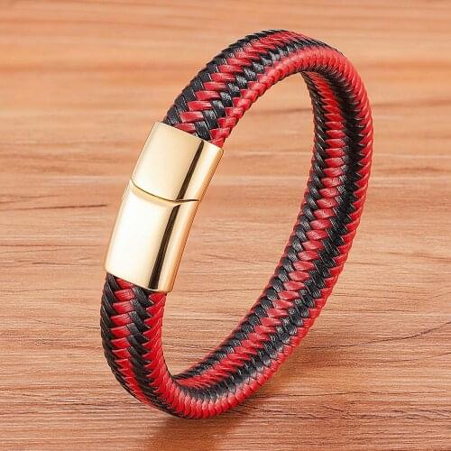 6 Colors Choose Woven Leather Bangles Rope Wrapping Simple Style Classic Stainless Steel Mens Leather Bracelet For Jewelry Gift