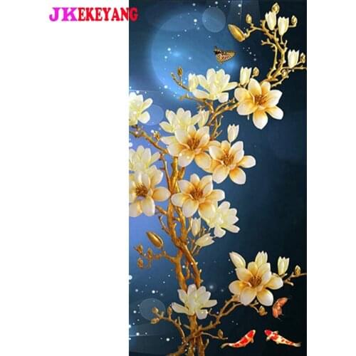 Large 5D Diy diamond painting Abstract flower and koi fish Diamond Mosaic Rhinestone Embroidery cross stitch Y4639