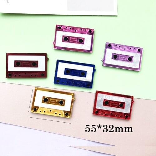 Yamily 3Pcs/Acrylic Resin Compound Recorder Tape Charm Korean Fashion Accessories Tape Jewelry Diy For Keychain Earring Necklace