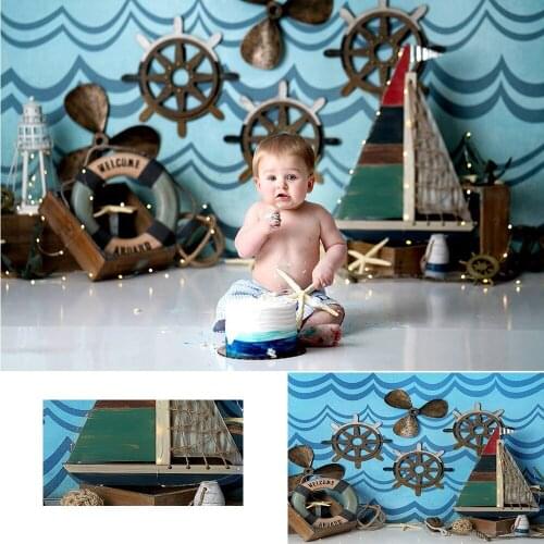 Kid Boy 1st Birthday Photography Backdrops Pirate Ship Child Newborn Backdrop Baby Artistic Sea Adventure Portrait Background