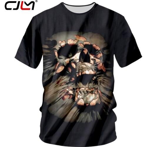 CJLM Black Tshirt Mens Summer Tops 3d Print Skull T-shirts Man Hiphop Bodybuilding Fitness Workout T Shirts O Neck Tees Unisex