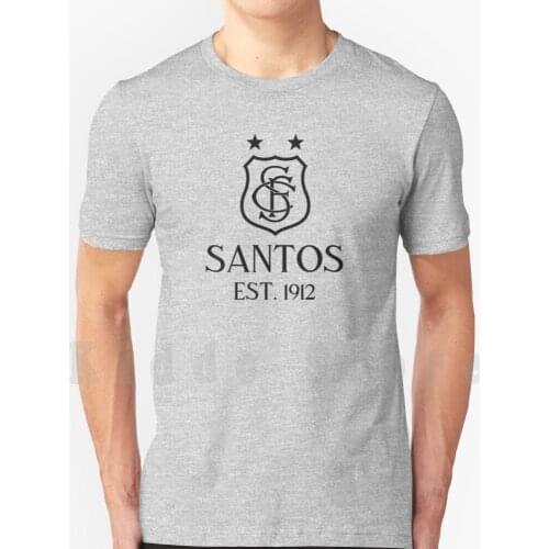 Santos T Shirt Cotton Men DIY Print Cool Tee Santos Santos Santos Futebol Clube Peixe Alvinegro Santista Sao Paulo Brazil