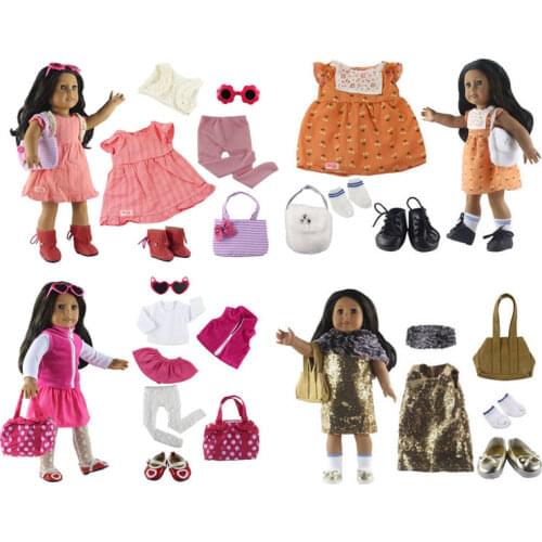 Hot sell! 4 set Fashion Doll Clothes Set Toy Clothing Outfit for 18" American Doll Casual Clothes