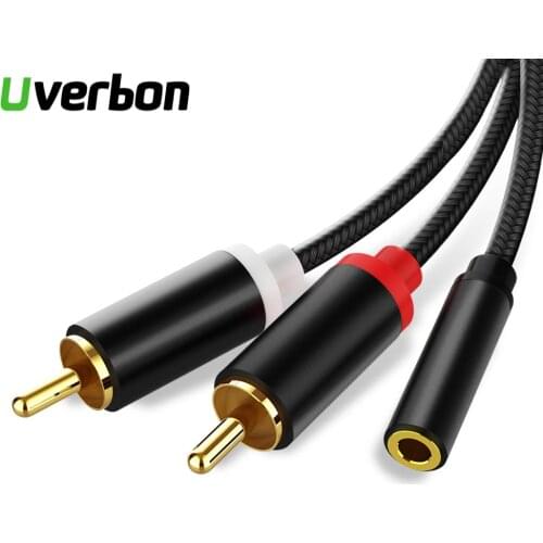 RCA Cable 2RCA To 3.5mm Jack Female AUX Audio Cable Stereo Splitter Adapter Cable For TV PC DVD Speaker Audio Amplifiers