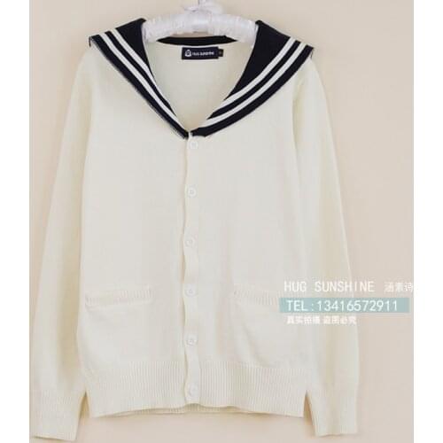 Preppy Style Cosplay Cardigan Sweater Women School Uniform Sailor Collar Cardigan JK Japanese School Uniforms Knitted Sweater