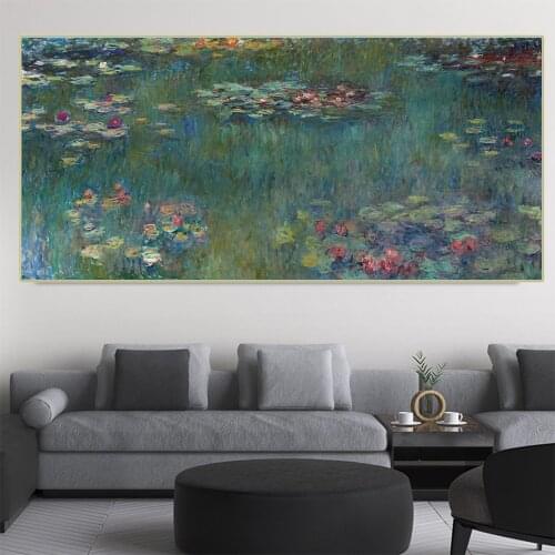 Canvas Oil Painting Claude Monet"Water Lilies"Wall Aesthetic Western Art Decor Poster Backdrop Home Room Interior Decoration
