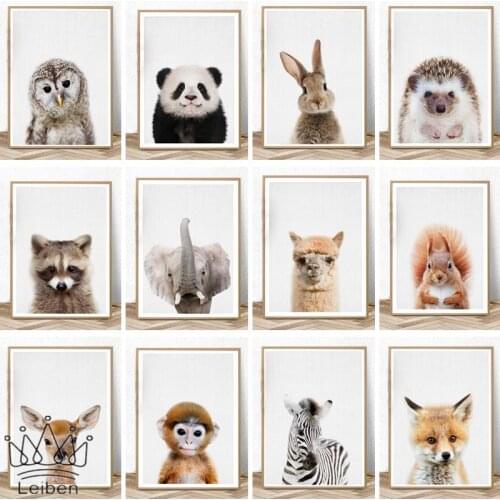Cute Animal Canvas Painting Rabbit Panda Fawn Owl Wall Art Posters and Prints Modern Pictures Home Decoration Baby Room Nursery
