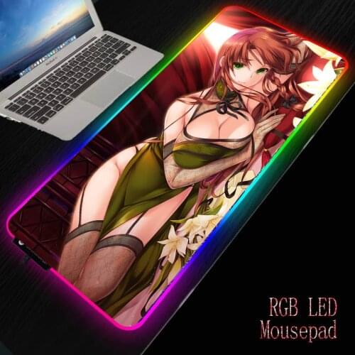 MRGBEST Sexy anime girl Mouse Pad Computer Mousepad RGB Large Mouse Pad Gamer Carpet Mouse Pad PC Desk Play Mat with Backlit