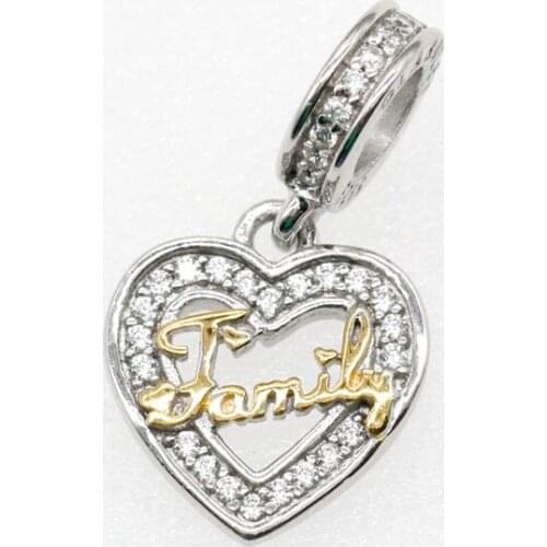 Love Heart CZ Pendant Charm 925 Sterling Silver Fit Original Pandora Bracelet Bead Silver 925 Jewelry for Family Gift