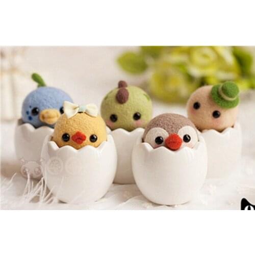 Egg shell small animal cartoon set wool needlepoint kit wool felt needle felting decoration craft needlecraft DIY handmade