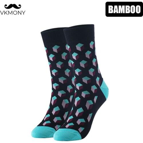 Men bamboo socks stereoscopic pattern large size man socks brand socks UK SIZE 7-11 EUR SIZE 40-46 1004 VKMONY
