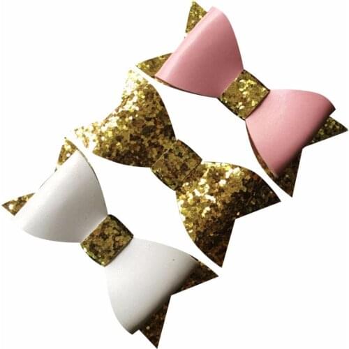 Newest Glitter Hair Bows Without Clips Baby Glitter Bows Girls Bow For Clips Headbands 30pcs/lot