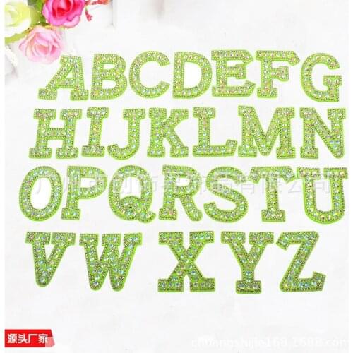 New Arrival 1Pcs 26 Letters Sew on Patch for Clothing Bag Shoes Badge Hotfix Rhinestone Crystals Applique Patches
