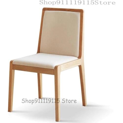 Solid Wood Dining Chair Simple Modern Upholstered Chair Household Oak Desk Chair Nordic Restaurant Back Chair