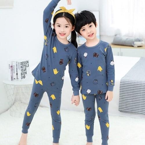 Autumn Winter Children Pajama Sets Top Tee + Pants 2pcs Kids Clothing Suit Cartoon Boys Girls Home Wear Sleep Nightwear 100-160