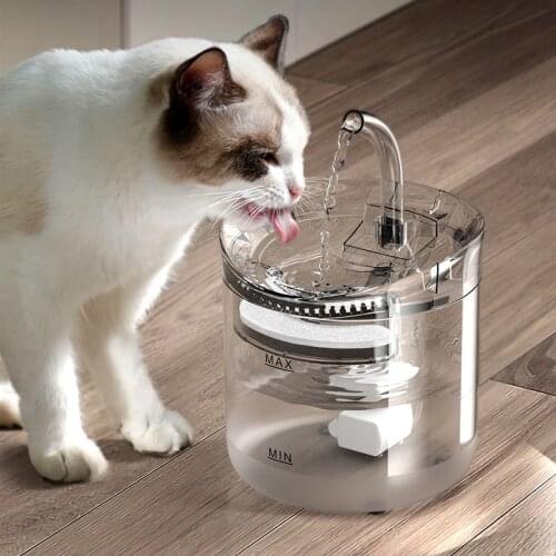 2L Cat Water Fountain Automatic Sensor Drinking Fountain For Cats Feeder Dog Water Dispenser Transparent Filter Drinker Feeder