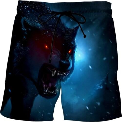 Ferocious Wolf animal harajuku shorts Summer 3D Printed Mens Shorts casual Swimwear Beach Shorts Mens Clothing premium pants