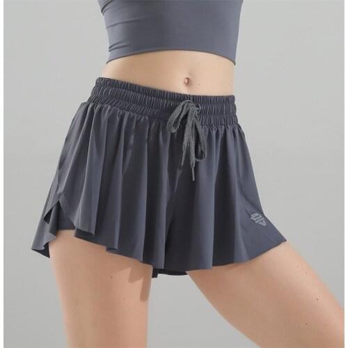 Women Sports High Waist Short Gym Loose Shorts Running Quick Dry Breathable Fake Two Pieces Anti-lighting Yoga Workout Clothes