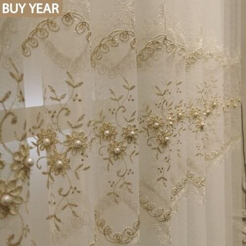 European Style Curtains for Living Dining Room Bedroom Simple High-end Embroidered Window Screen Vertical Tulle Customization