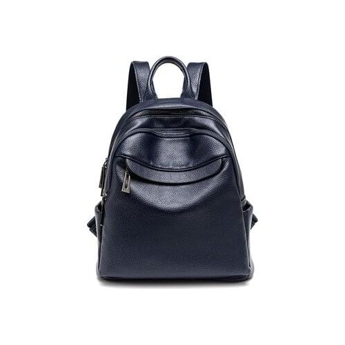 Women pu leather black blue backpack for female daily causal soft commuting travel shoulder bag daypack