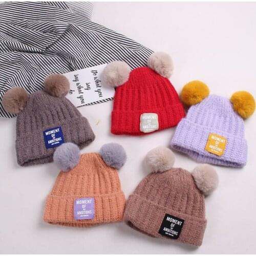 Winter super cute baby woolen cap, male and female baby warm hood, the same style baby knitted warm earmuff from Korea