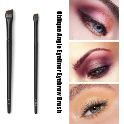 1Pc Professional Oblique Angle Eyeliner Eyebrow Brush Synthetic Hair Flat Eyeliner Eyebrow Blending Brushes Super Thin Sharp