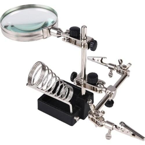 1 PC Adjustable Soldering Iron Stand Auxiliary Welding Magnifier With Alligator Clip Holder Clamp
