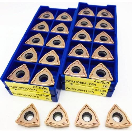 100PCS U Drilling WCMT080412FN ACZ330 CNC Carbide Parts Tool WCMT 080412 FN U Drilling Parts Milling Cutter WCMT Turning Tool