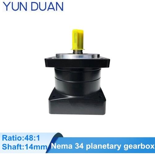 14mm shaft,Nema 34 stepper motor planetary gearbox 48:1,25arcmin spur gearbox for CNC motor step 86mm