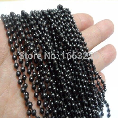 2mm/3mm/4mm in bulk Lot 5 meters IP Black Plated Stainless Steel Ball Beads chain jewelry finding Marking DIY