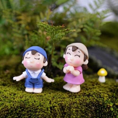 2Pcs Sweety Lovers Couple Figurines Decoration Home Garden Plants Pot Ornament Garden Gnome PVC Crafts Home Desk Decoration
