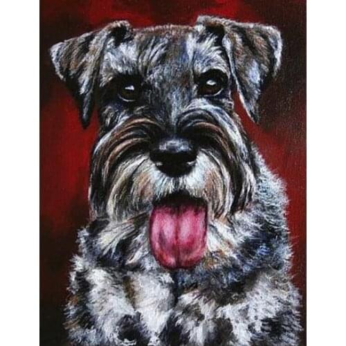 3D Diamond Embroidery schnauzer painting puzzle 5d, full, diy diamond painting christmas, square rhinestone, mosaic, dog FG1957