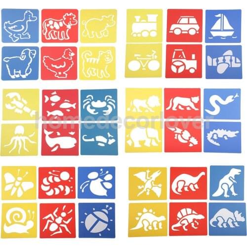 6pcs/set Plastic Drawing Templates Ruler Stencils for Kids Children Drawing Supplies