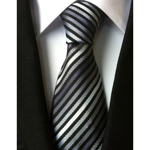 8cm New Classic Ties Unique Gray Striped Necktie for Wedding Party