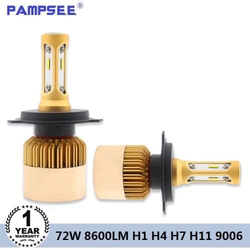 PAMPSEE Car Headlight H7 Led H4 Bulb H1 H8 H11 9005 HB3 9006 HB4 with CSP Chips 72W 8600LM 6000K 12V Led Auto Lamp Fog Lights
