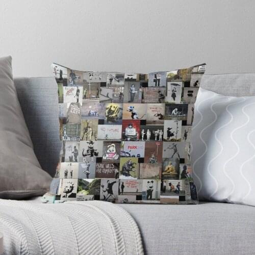 Banksy Throw Pillow Cushion Cover Polyester throw pillows case on sofa home living room car seat decor 45x45cm