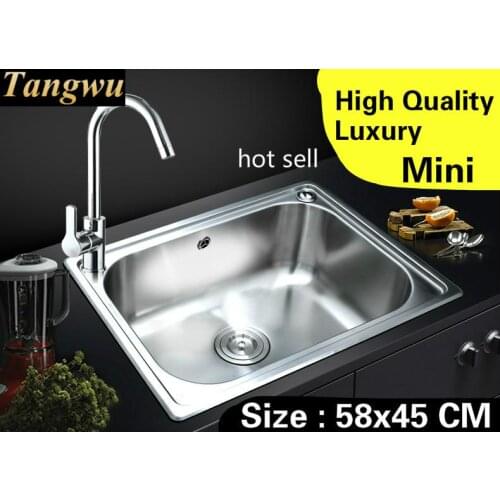 Free shipping Home luxury wash vegetables high capacity vogue kitchen single trough sink 304 stainless steel small 58x45 CM