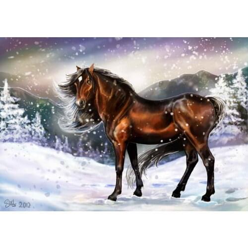 Free shipping!Modern Office Decor Art Wall Decoration Snow Scenery Animal Horse Oil Painting Picture Printed on Canvas