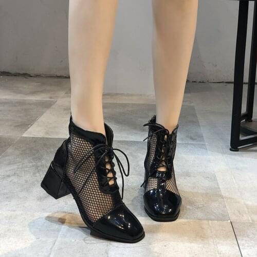 Cross Strap Martin Boots Summer New Mesh Coarse And Stylish Sandals Women