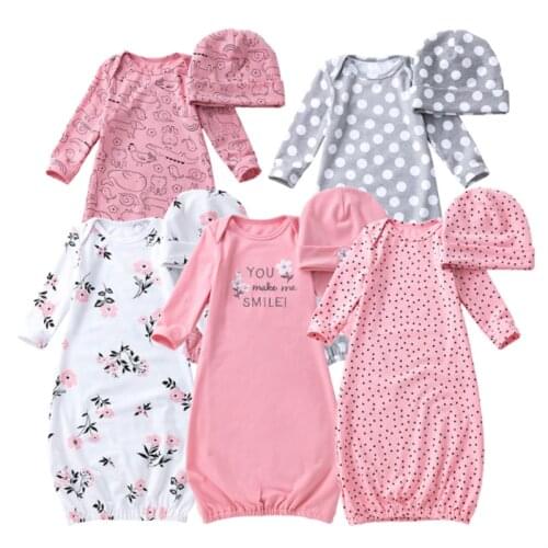 Childrens Clothing 2021 New 0-2 Years Old Baby Long-Sleeved Cotton Sleeping Bag Spring And Autumn Baby Print Polka Dot Pajamas
