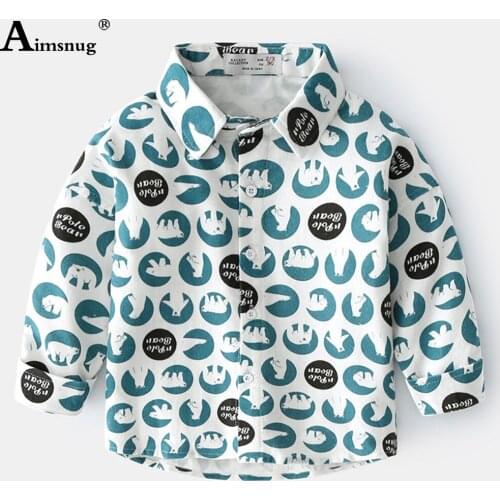 Children Single Breasted Top Unisex Boys Girls Sweet Cute Animal Print Shirt Blouse Long Sleeve Autumn Shirts Kids Clothing 2021