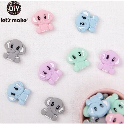 Lets Make BPA Free 20pc Elephant Beads Teething Silicone Elephant Necklaces BPA Free Baby Teether Silicone Teether Toy For Kids