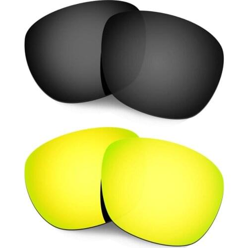 HKUCO For Enduro Sunglasses Polarized Replacement Lenses 2 Pairs Black & Gold