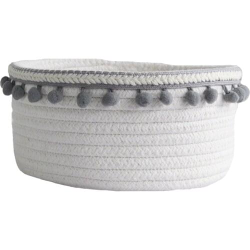 Ball Cotton Rope Woven Storage Basket Desktop Cosmetics Storage Basket Nordic Style Debris Storage Box Grey