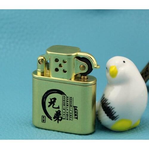 Chinese Character Brothers Pattern Retro Creative Pure Copper Kerosene Lighter Smoking Accessories for Weed Gadgets for Men