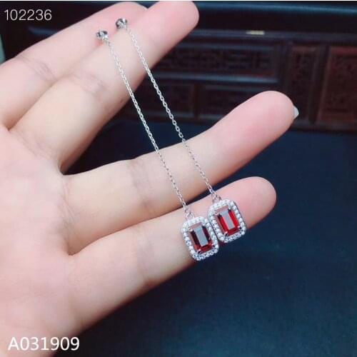 KJJEAXCMY boutique jewelry 925 sterling silver inlaid natural Garnet womens earrings Ear line support detection popular