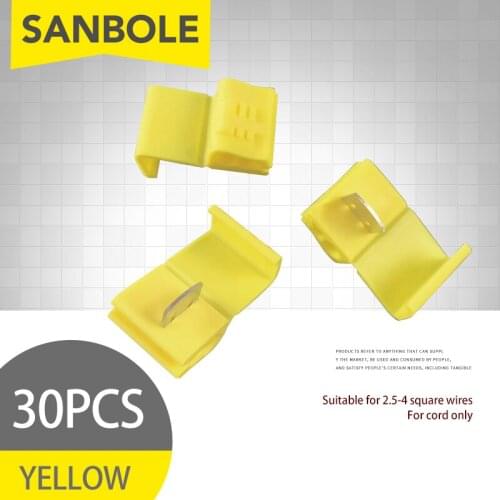 30pcs/lot Breakless Flexible Wire Quick Wire Terminal Connector Yellow Four Sub Connect Clip Clamp